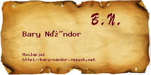 Bary Nándor névjegykártya