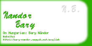 nandor bary business card