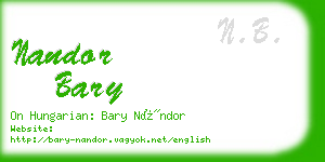 nandor bary business card